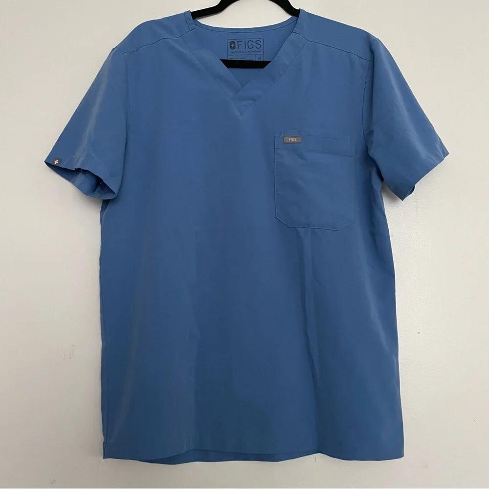 Men’s FIGS Scrub Top Medium & Pants Small Set Ceil Blue